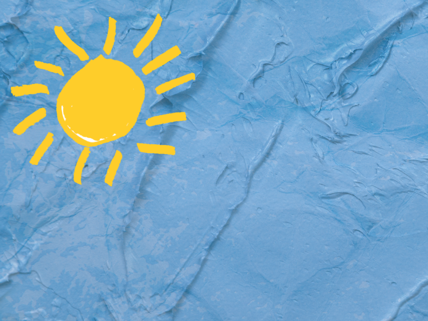 YA sun against pale blue background